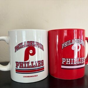 Philedelphia Phillies set of 2 ceramic coffee mugs, red, white